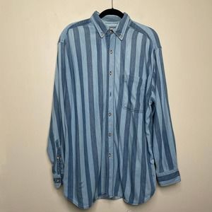 Northwest Blue Stripped Long Sleeve Button Down Cotton Shirt Blue